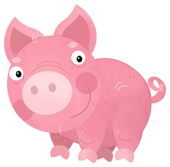 cartoon scene with happy little pig farm animal isolated background illustration for children