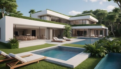 Fototapeta na wymiar luxury home with swimming pool