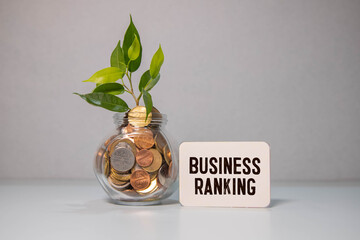 BUSINESS RANKING text on a sticky on chart, business