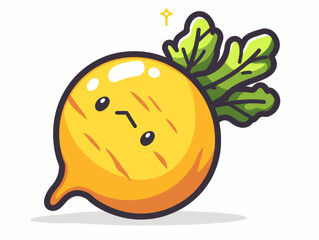 Vector illustration of a stylized rutabaga character with a cute face.