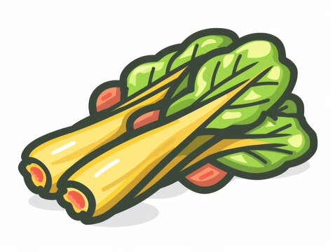 yellow chard leaves green leaves cartoon style clip art preview