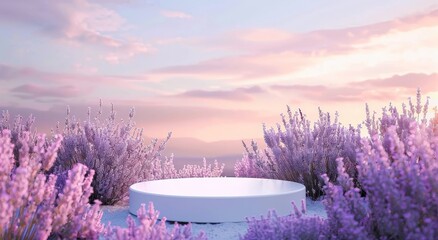 White Round Object Surrounded by Purple Flowers