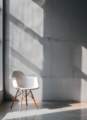White Chair in Front of Gray Wall