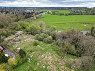 Fototapeta na wymiar Aerial View of Central Denham Green London City of England United Kingdom. April 3rd, 2024 