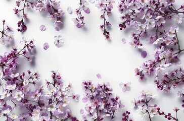 Bunch of Purple Flowers on White Background