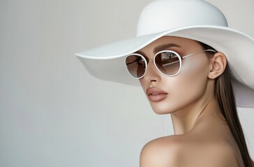 Woman Wearing White Hat and Sunglasses