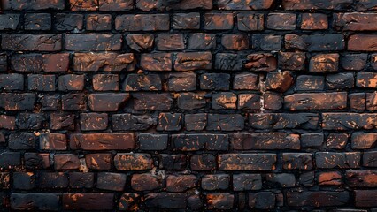 Aesthetic: Panoramic View of Weathered Dark Red Brick Wall Texture. Concept Aesthetic Photography, Textured Surfaces, Weathered Brick Walls, Panoramic Views, Dark Red Color Palette