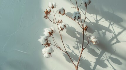 Close Up of Cotton Flowers on White Background