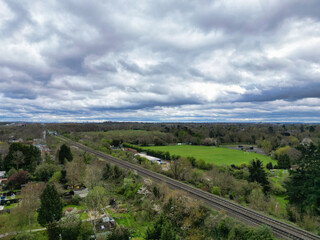 Obraz premium Aerial View of Central Denham Green London City of England United Kingdom. April 3rd, 2024 