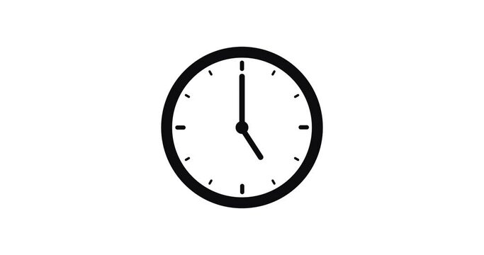 Simple icon watch animation on white background. Clock Counting Down 24 Hour Day. 4K resolution animation of clock with moving arrows