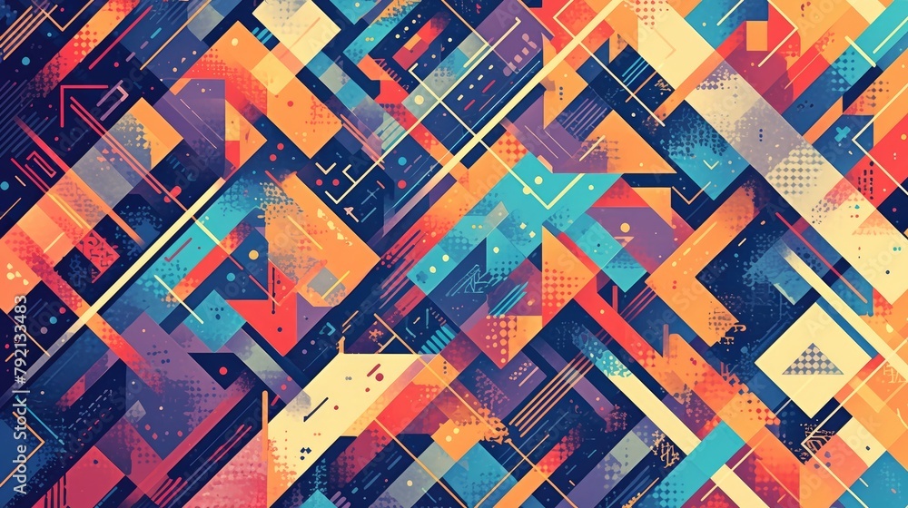 Poster an abstract and vibrant geometric pattern perfect for backgrounds this decorative backdrop is versat