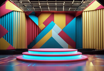 '3d Pop background podium art pedestal splay product stage colorful geometric show poduim white...