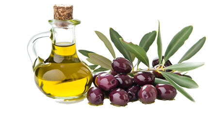 golden olive oil bottles with olives leaves and fruits setup in the middle of rural olive field with morning sunshine as wide banner with copyspace area