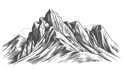 Mountain ridge or range hand drawn with contour lines - obrazy, fototapety, plakaty