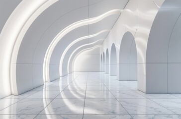 White-Walled Hallway With Arches