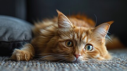 Close Up of a Cat Laying on the Ground