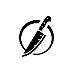 Knife logo, butcher and kitchen symbol