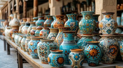 Fototapeta na wymiar Nizwa Souq Treasures: Traditional Pottery Unveiled