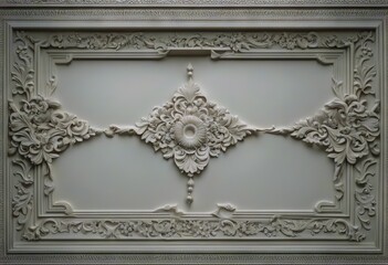 relief molding style white classical interior ornaments clay stucco abstract Decorative ceiling