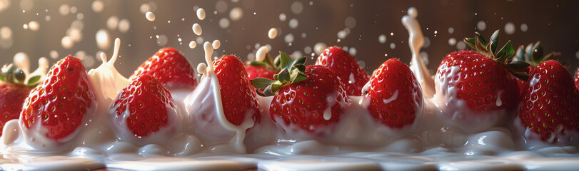 Strawberries Splashing in Milk