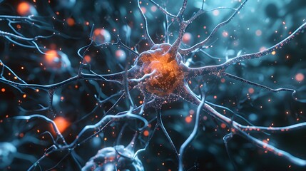  brain connected to the motherboard, abstract future technology concept illustration