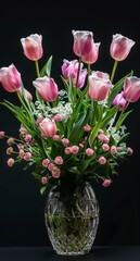 Pink Flowers Overflowing in Vase