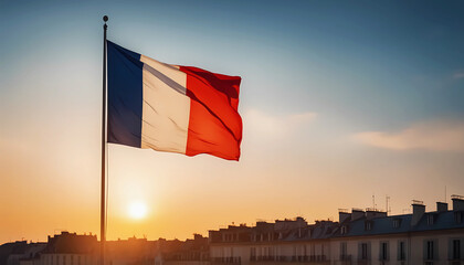 France flag against sunset sky
