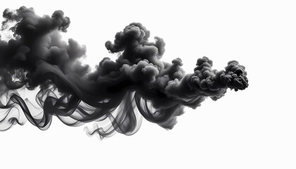 Abstract black smoke isolated on white