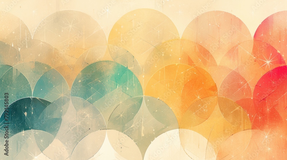 Poster background with a textured design featuring colorful circle patterns