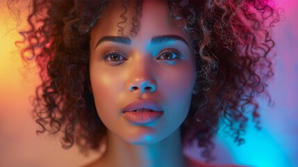 Woman With Braids Standing Against Red Wall