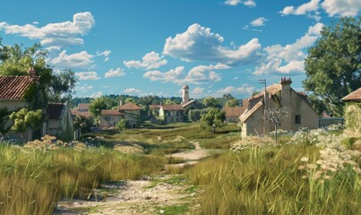 Fototapeta na wymiar A small countryside village in France