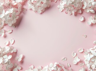 Pink Background With White Flowers