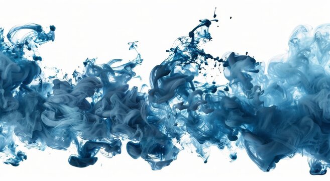 Blue Substance Suspended in Air on White Background