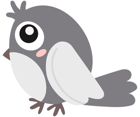Cute cartoon bird isolated on white background.