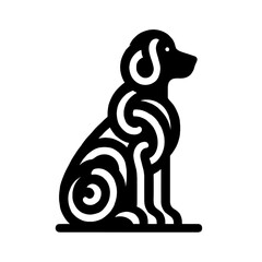 Obraz premium Goldendoodle Dog Silhouette with Swirl and Spiral Patterns in a Minimalist Design