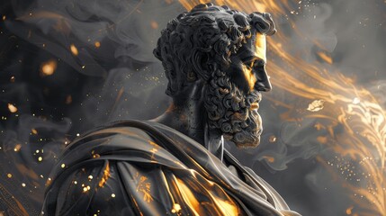 Creative greatest ancient Greek god of Olympus , embodying the timeless allure of classical mythology against a stunning backdrop, evoking the grandeur of the Titans in a mesmerizing wallpaper - obrazy, fototapety, plakaty