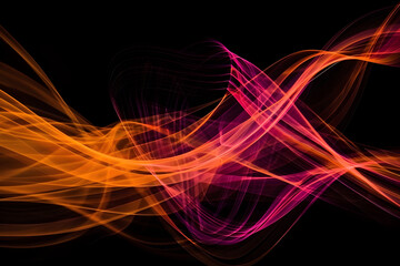 Vibrant orange and pink lines creating a dynamic energy in abstract neon composition