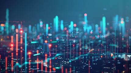 Fototapeta premium Financial Insights Above Urban Landscapes