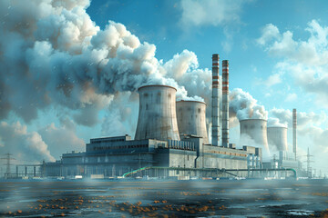 nuclear plant in the morning,
Thermal Power Plant 