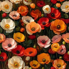 A Garden of Poppies: A Symphony of Color and Light