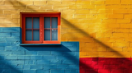 Red Window on Yellow Brick Wall