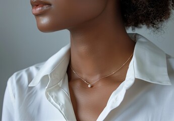 Person Wearing Necklace in Close-up Shot