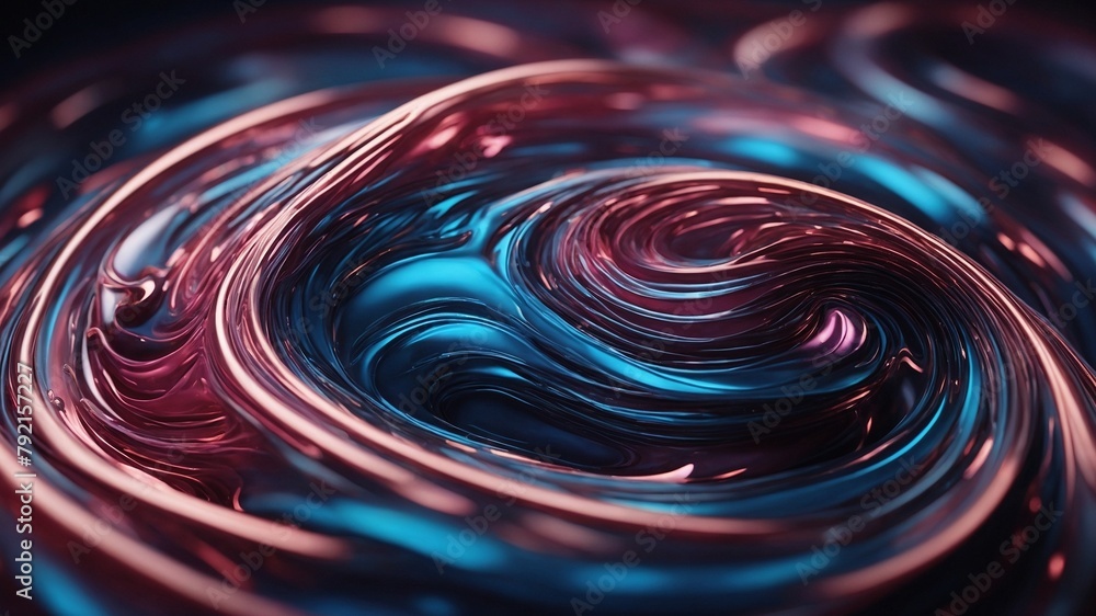 Poster swirling patterns of vibrant colors dominate image, creating mesmerizing visual effect reminiscent o