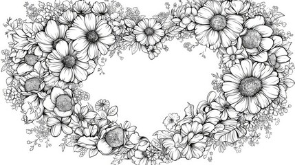 A vibrant black and white floral design featuring the name Amanda surrounded by a heart shaped frame perfect for coloring in a creative book This intricate 2d illustration is ideal for unle