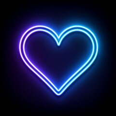 Classic Blue Neon Heart on Black