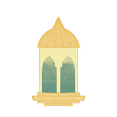 Lantern. Watercolor Ramadan clipart.