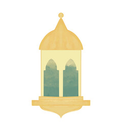 Lantern. Watercolor Ramadan clipart.