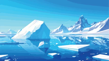 Foto op Plexiglas Realistic soft fog arctic iceberg ice mountains wit © zoni
