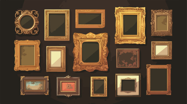 Realistic vector picture frames in photo art galler