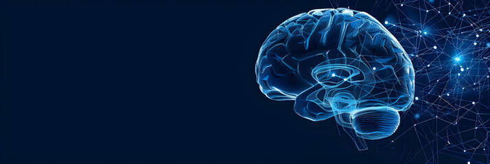National stress awareness day or month background with brain on dark blue background